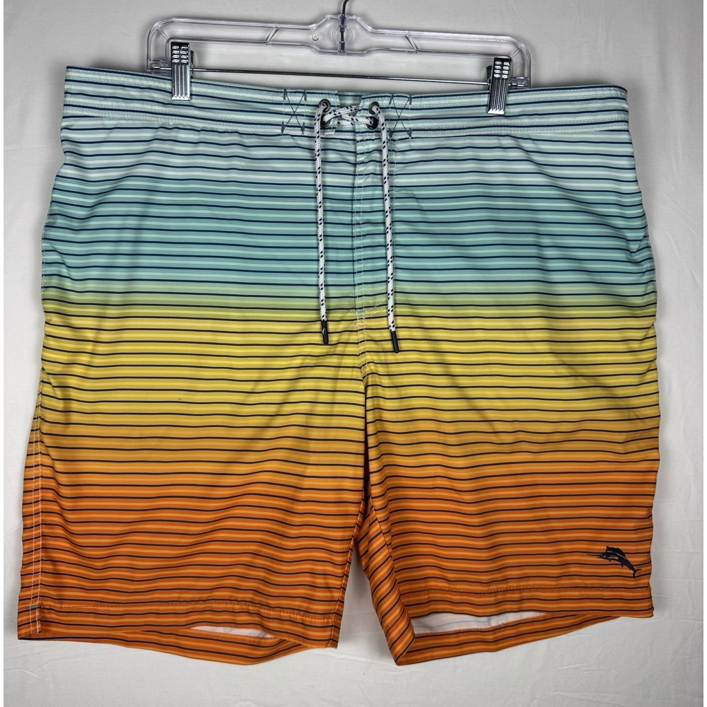 Tommy Bahama Men's Swim Trunks XXL Striped Gradient Board Shorts Beach Tropical